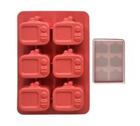 Ice Mold, Ice Maker Shaper, 6.3x4.33x0.79 inch TV Shaped Silicone 6 Cavity Reusable Mould with Lid, Flexible Nonstick Tray for Whiskey Juice Cocktails Wine, Kitchen Bar Home, Cubes