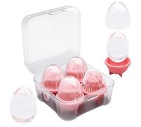 Ice Mold Set - 4 Pieces Egg Shaped Non Stick Easy Release Trays for Kitchen Beverages Whiskey Cocktails Party Picnic Pool Camping Sodas Juices Lemonade | Flexible Silicone with Large Cavities Leak Res