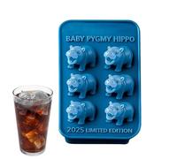 Ice Molds - 6 Cavity Hippo Kitchen Gadget, Flexible Ice Maker | Creative Beverage Freezing Mold Set, Reusable Silicone Cube Tray With Easy Release Design For Cocktails Tea Coffee Home Camping Party