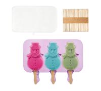 Ice Pop Maker - 3 Cavities Silicone Snowman with Lids | Ice Cream Mold - designed for Cakesicle Chocolate Bar, release Home Family Gatherings Childrens Parties 7.48x4.25 inches
