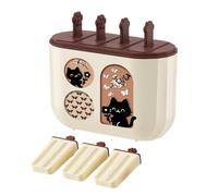 Ice Pop Mold 4 Cavity DIY Freezer Maker-Easy Release Cute Tray, Homemade Dessert Preparation Utility, Reusable Summer Snack Creation Device, Juice Yogurt Candy Forming Tool, Compact Kitchen Tre