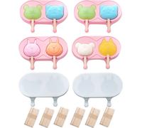 Ice Pop Molds 6 Pack Easy Release Moule à glace avec couvercle, Moules à glace amusants en silicone, Réutilisables, Animaux de dessin animé, Moules à glace mignons pour enfants avec couvercle et 120 m