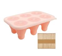 Ice Pop Moulds - Mould, Ice Lolly Moulds with Sticks, 6 Cavity Mould with 50pcs Wooden Sticks, Easy To Remove Ice Lolly Maker, Summer Frozened Dessert Maker for Kids Summer