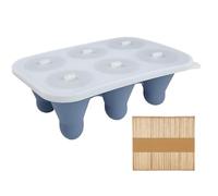 Ice Pop Moulds - Mould, Ice Lolly Moulds with Sticks, 6 Cavity Mould with 50pcs Wooden Sticks, Easy To Remove Ice Lolly Maker, Summer Frozened Dessert Maker for Kids Summer