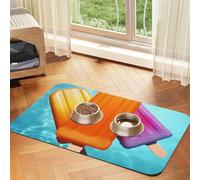 Ice Popsicles Tapis d'alimentation pour animaux de compagnie 30 x 45 cm, tapis absorbant pour gamelle de nourriture et d'eau, tapis de nourriture en cuir PU, tapis imperméable à séchage rapide pour