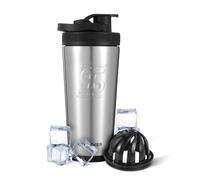 Ice Shaker Acier inoxydable eau isolé bouteille de mélange de protéines Coupe - Maintient glace pour 30 heures Vu sur Shark Tank  € | 26oz argent
