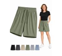 Ice Silk Cooling Shorts for Women Over 50, Quick Dry Stretch Summer Shorts with Drawstring for Casual Wear (Army Green,TG)