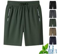 Ice Silk Cooling Shorts for Women, Summer Ultra Stretch Quick Drying Breathable Drawstring Iced Active Short Unisex (Deep Green,TG)