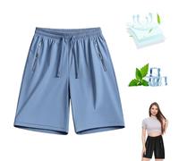 Ice Silk Cooling Shorts for Women, Women's Ice Silk Quick Drying Stretch Shorts, Ice Active Shortss Women (Misty Blue,4TG)