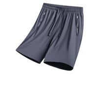 Ice Silk Quick Drying Stretch Shorts,Unisex Iced Silk Cooling Lightweight Breathable Shorts,Sports Short with Zipper Pockets (FR/ES, Alpha/Lettres, M, Taille Normale, Taille Normale, Dark Gray)