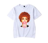 Ice Spice T-shirt unisexe tendance col rond vintage graphique à manches courtes style rappeur hip-hop, blanc, S