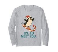 Ice to Meet You Jolie Canne en Bonbon de Pingouin de Noël Manche Longue