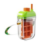 Ice Tray Bottle, Ice Maker with Lid, Reusable Water Cup, 2-in-1 Beverage Mold, Easy Release with Straw for Coffee, Juice and Cold Drink Preparation at Home or Outdoors