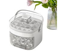 Ice Tray Storage Box, Cube Making Bin, Press Type Non-Stick Mold, Built-In Handle with Sealed Lid for Kitchen, Camping, Daily Use, Parties, Picnics, 6.69x6.1x5.51 Inches