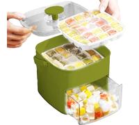 Ice Tray With Lid - Mold For Kitchen & Bar | Practical Cooling Cube Mold With Spoon | Reusable Ices Molds For Drinks, Cocktails, Smoothies & Outdoor Camping | Robust Non-Stick PE Tray