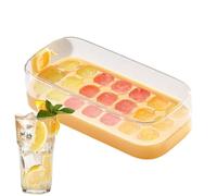 Ice Tray with Lid, Silicone Cubes Mould, Flexible Reusable Maker, Large Capacity Bin, for Water, Coffee, Cocktails, Food, Drinks, Home, Fridge Use More