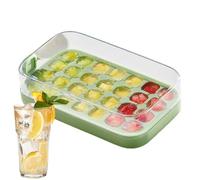 Ice Trays For Freezer With Lid - 28 Grids Silicone Ice Molds, Push-Button Maker Tray | Tray For Cocktail, Tea, Coffee, Whiskey, Drinks, Cup, Birthday, Kitchen Gadgets, Freezer Use