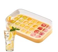 Ice Trays For Freezer With Lid - 28 Grids Silicone Ice Molds, Push-Button Maker Tray | Tray For Cocktail, Tea, Coffee, Whiskey, Drinks, Cup, Birthday, Kitchen Gadgets, Freezer Use