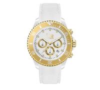 ICE-WATCH - Ice Chrono White Gold - Montre Blanche pour Femme avec Bracelet en Silicone - Chrono - 021595 (Medium)