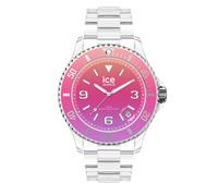 ICE-WATCH - Ice Clear Sunset Pink - Montre Multicolore pour Femme avec Bracelet en Plastique Transparent - 021440 (Small)