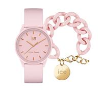 ICE-WATCH - Ice Solar Power Pink Lady - Montre Rose pour Femme avec Bracelet en Silicone - 018479 (Small)+ Chain Bracelet - Pink Lady - Bracelet Mailles XL de Couleur Rose (020358)