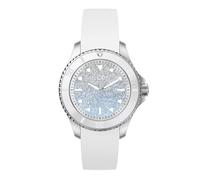 ICE-WATCH - Ice Steel Lo White Blue - Montre Argent pour Femme avec Bracelet en Silicone - 020370 (Small)