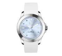 ICE-WATCH - Ice Steel White Pastel Blue - Montre Blanche pour Femme avec Bracelet en Silicone - 020380 (Medium)