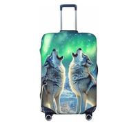 Ice Wolf Housse de protection élastique pour valise de voyage Motif imprimé anti-rayures, Noir , L