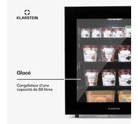 IceAge 88 Congélateur 88 litres classe E 3 étagères thermostat façade en verre E