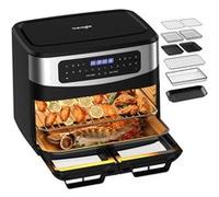 iceagle Friteuse sans huile 2 chambres 12L 2600W XXL Vitre 10 programmes Numérique Noir
