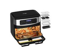 iceagle Friteuse sans huile 2 chambres 12L 2600W XXL Vitre 10 programmes Numérique Noir