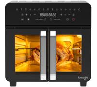 Iceagle Friteuse Sans Huile 2200W, Friteuse à air XXXXL 23L Avec Cloison amovible, 15 Programmes, Écran Tactile, Recettes