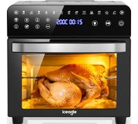 Iceagle Friteuse sans Huile Four 15L - 2200 W Air Fryer XXL, Friteuse Air Chaud avec 13 Programmes, Fonction déshydratation et bricolage, Écran tactile LED, Grande Fenêtre de Visualisation
