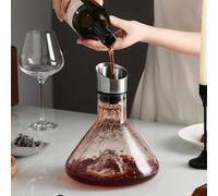 Iceberg Carafe à décanter à vin rouge avec aérateur, verre de cristal, 1500 ml, en acier inoxydable, bec verseur anti-goutte, filtre aérateur de vin intégré, cadeau de Noël (transparent)