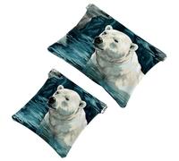 Iceberg Polar Bear-67 Lot de 2 pochettes de maquillage étanches pour sac à main, pochette portable pour femme, Multicolore 09, A：7.1x5.8in/18x14.8cm，B:4.7x4.5in/12x11.5cm