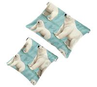 Iceberg Polar Bear-67 Lot de 2 pochettes de maquillage étanches pour sac à main, pochette portable pour femme, Multicolore 04, A：7.1x5.8in/18x14.8cm，B:4.7x4.5in/12x11.5cm