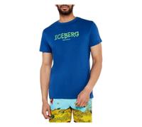 Iceberg - T-shirt Vertical Bleu Regular Fit - Homme - Tops - Bleu - Taille: M