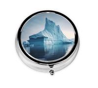 Icebergs Mini boîte à pilules ronde, peut être mise dans un portefeuille, une poche, légère et pratique, 3 compartiments, pilulier portable,