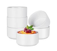 ICEBLUEOR Lot de 6 ramequins en porcelaine blanche de 100 ml pour crème brûlée, plat à soufflé, petit plat à four pour friteuse à air, ramequins pour soufflés, cupcakes, pudding et crème glacée