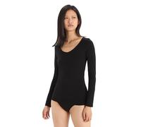 Icebreaker Femmes Laine Merino Siren Top Sweetheart à Manches Longues - Slim Fit - 150 Tissu Ultraléger - Noir, L