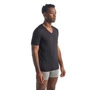Icebreaker Hommes Laine Merino Anatomica Top à Manches Courtes avec Col V pour sous-Vêtements - Noir/Mousson, M