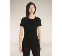 Icebreaker Femmes 100% Laine Merino Everyday Manches Courtes Crewe Top Thermique - Slim Fit - 175 Tissu Ultraléger - Black, XL