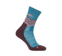 icebreaker - Merino Hike+ Medium Crew Across the Peaks - Chaussettes en laine mérinos femme Topaz / Java / Acid Pink - L (41 - 43)