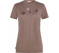 Icebreaker - T-shirt de randonnée en laine de mérinos léger et respirant - W Merino 150 Tech Lite SS Tee Bird Transit Porcini pour Femme en Laine - Marron L