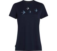 Icebreaker - T-shirt de randonnée en laine de mérinos léger - W Merino 150 Tech Lite SS Tee Bird Transit Midnight Navy pour Femme en Laine - Taille Navy XS
