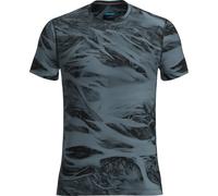 Icebreaker - T-shirt de running ultra léger en laine de mérinos - M Merino Blend 125 Cool-Lite Speed SS Tee Mton AOP Flint Blue/Blk/Aop pour Homme en Gris S