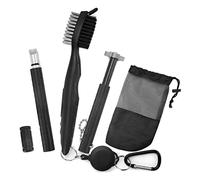 ICECHEN Kit de Nettoyage de Club de Golf, Brosse de Golf RéTractable et AffûTeur de 2 Rainures de Club de Golf pour Rainures en U et en V, Kit de Nettoyage de Club de Golf