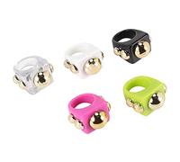 ICECHEN Lot de 5 bagues en plastique acrylique style Y2K rétro pour femme, Résine + acrylique