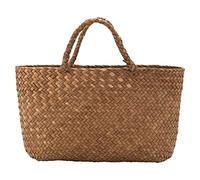 ICECHEN Sac fourre-tout décontracté en paille pour femme fait à la main, marron, Taille Unique