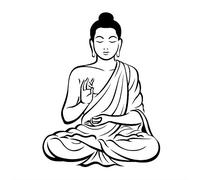 ICECHEN Sticker mural amovible Bouddha méditant Noir